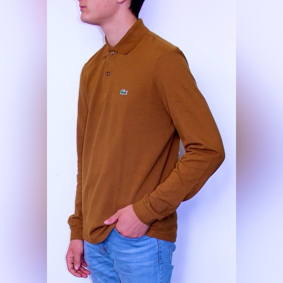 Lacoste Classic Fit Long Sleeve Piqué Polo in Six Cookie - Size XS - Picture 5 of 5